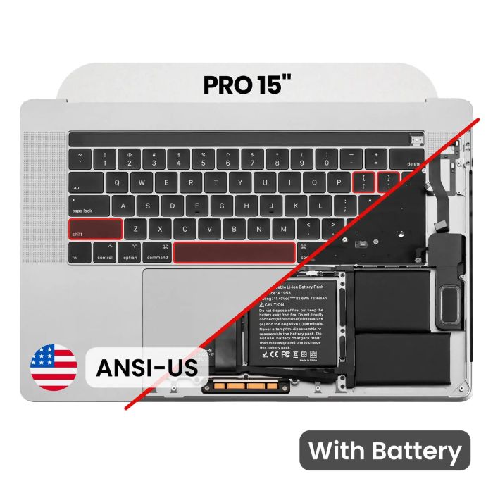 Top Case mit Akku und Tastatur (ANSI US) für MacBook Pro 15" A1990 (2018-2019)