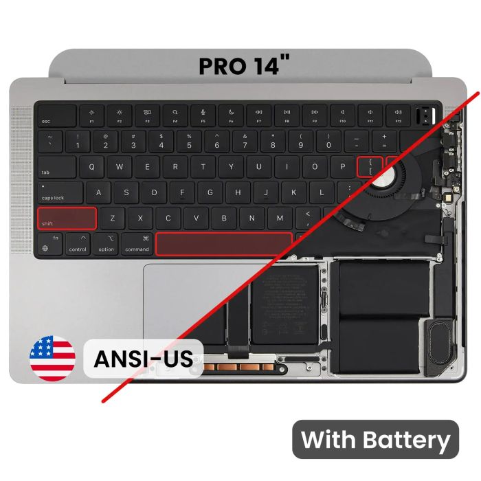 Top Case mit Tastatur (ANSI US) für MacBook Pro 14" A2918 (2023) (Space Grau)