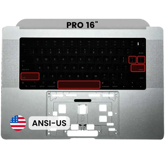 Top Case mit Tastatur (ANSI US) für MacBook Pro 16" A2991 (2023) (Silber)