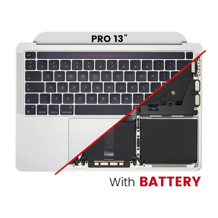 Top Case mit Akku und Tastatur (ISO UK) für MacBook Pro 13" A2338 (Silber)