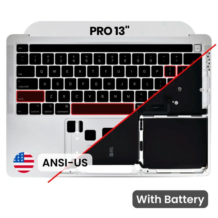 Top Case mit Akku und Tastatur (ANSI US) für MacBook Pro 13" A2289 (Silber)
