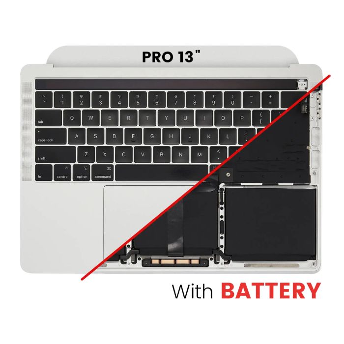 Top Case mit Akku und Tastatur (ANSI US) für MacBook Pro 13" A2159 (Silber)