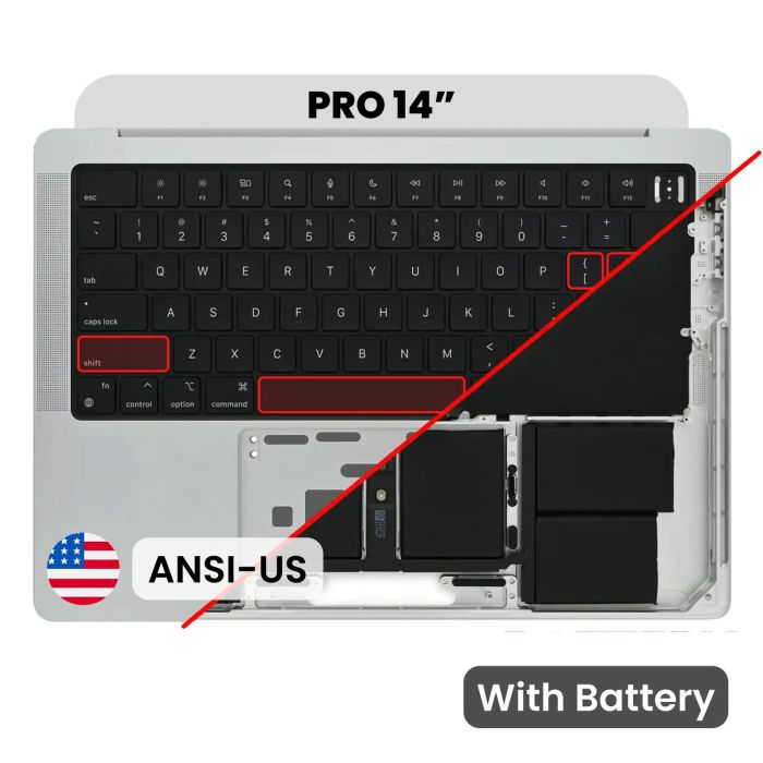 Top Case mit Akku und Tastatur (ANSI US) für MacBook Pro 14" A2442 (2021)/ A2779