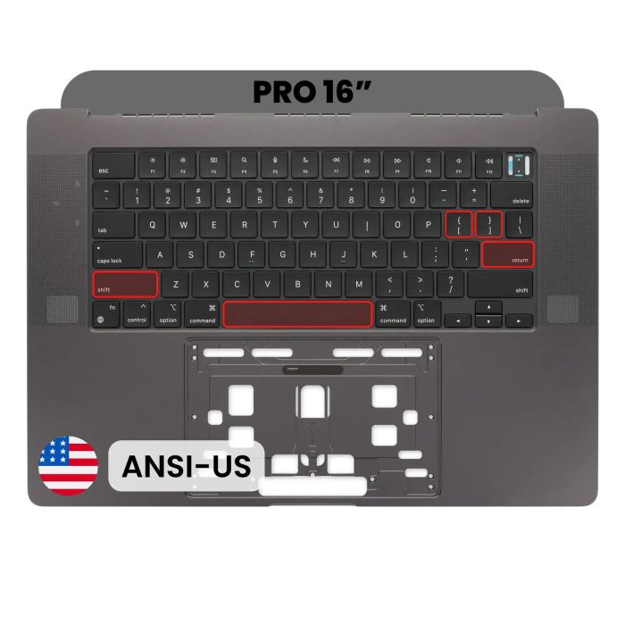 Top Case mit Tastatur (ANSI US) für MacBook Pro 16" A2991 (2023) (Space Schwarz)
