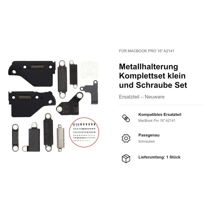 Metallhalterung Komplettset klein und Schraube Set für MacBook Pro 16" A2141
