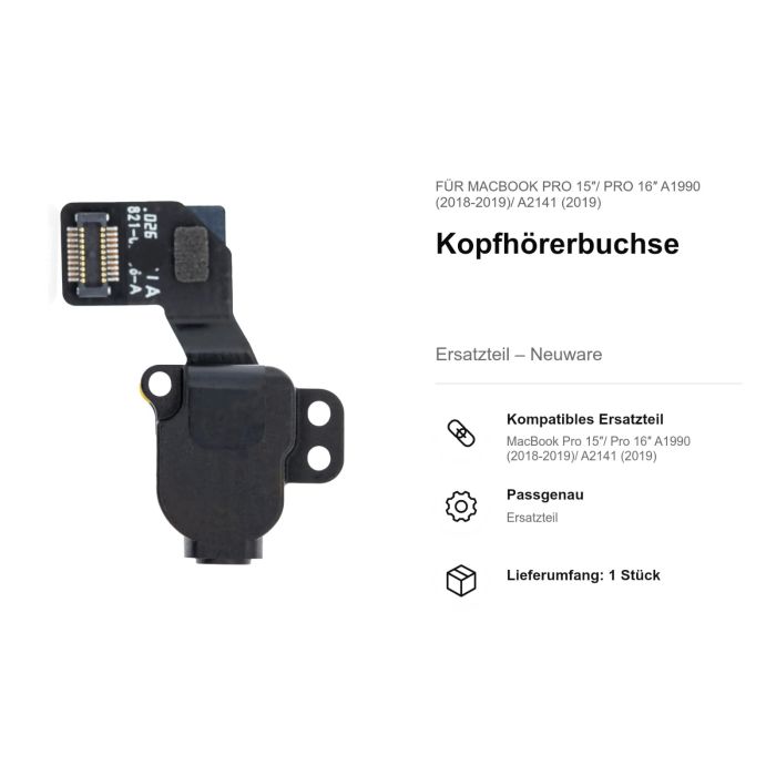 Kopfhörerbuchse für MacBook Pro 15"/ Pro 16" A1990 (2018-2019)/ A2141 (2019)