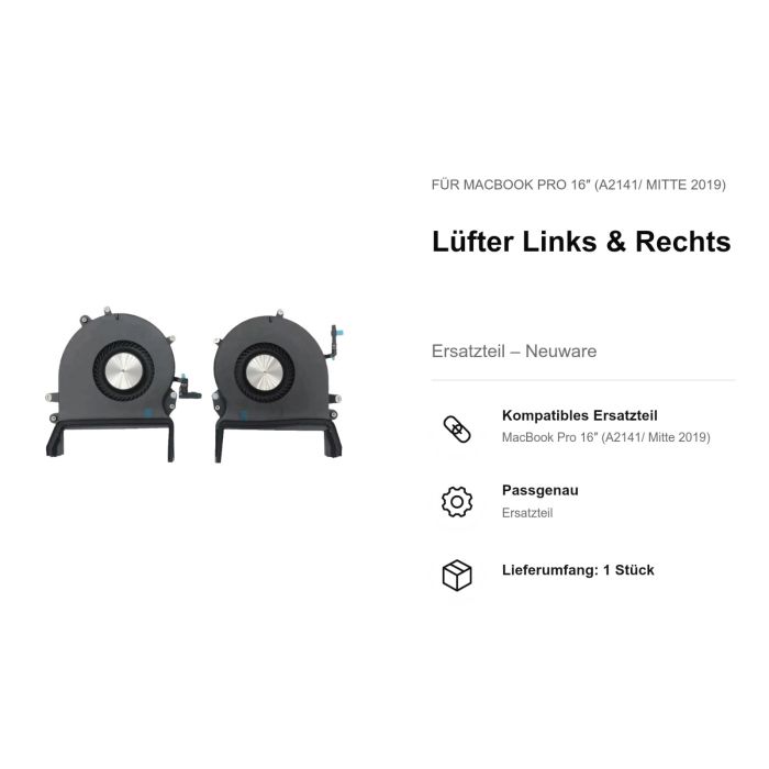 Lüfter Links & Rechts für MacBook Pro 16" (A2141/ Mitte 2019)