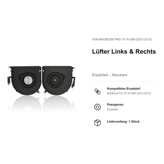 Lüfter Links & Rechts für MacBook Pro 15" A1398 (2012-2013)