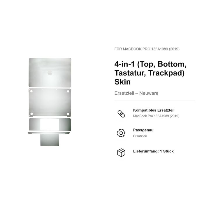 4-in-1 (Top, Bottom, Tastatur, Trackpad) Skin für MacBook Pro 13" A1989 (2019)