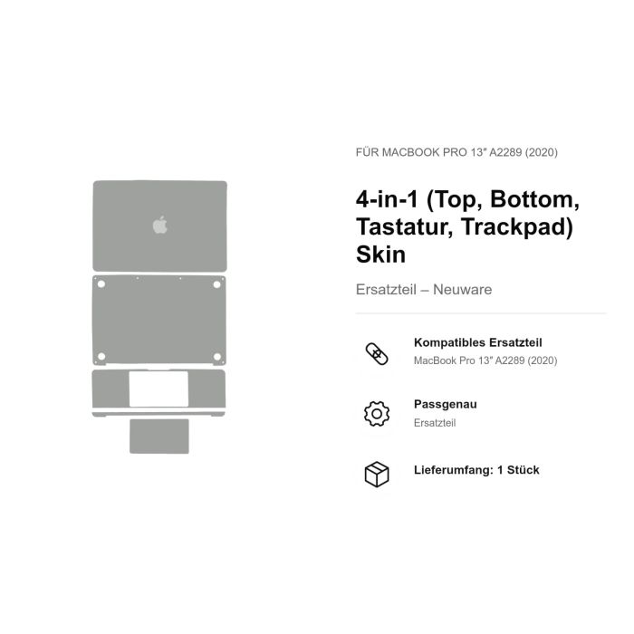 4-in-1 (Top, Bottom, Tastatur, Trackpad) Skin für MacBook Pro 13" A2289 (2020)