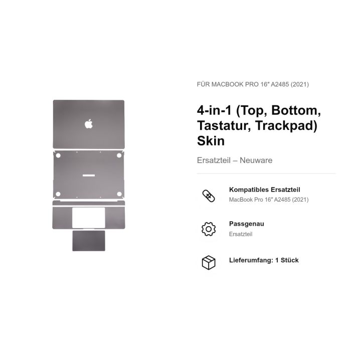 4-in-1 (Top, Bottom, Tastatur, Trackpad) Skin für MacBook Pro 16" A2485 (2021)