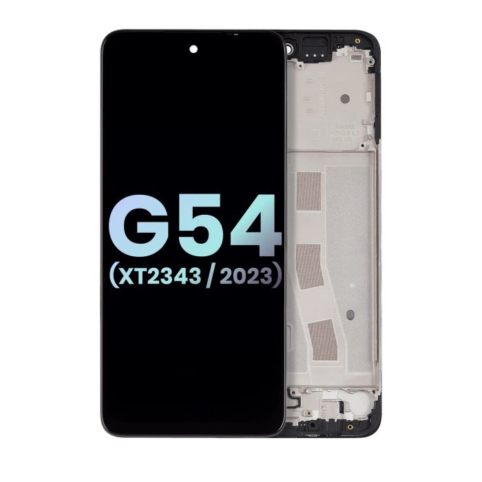 LCD Display Einheit mit Rahmen für Moto G54 (XT2343/ 2023) (Original) (Schwarz)