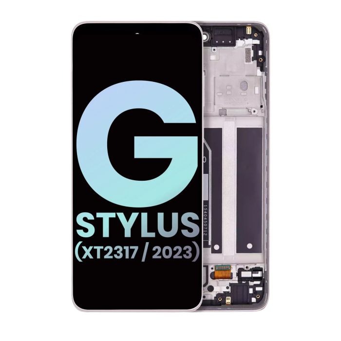 LCD Display mit Rahmen für Moto G Stylus 4G (XT2317/ 2023) (Original) (Pink)