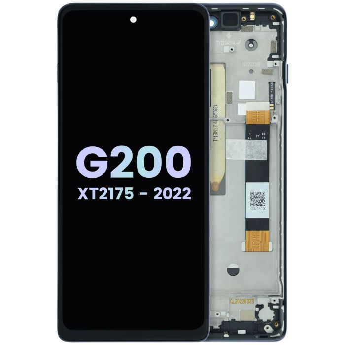 LCD Display Einheit mit Rahmen für Motorola Moto G200 XT2175 (Original) (Blau)