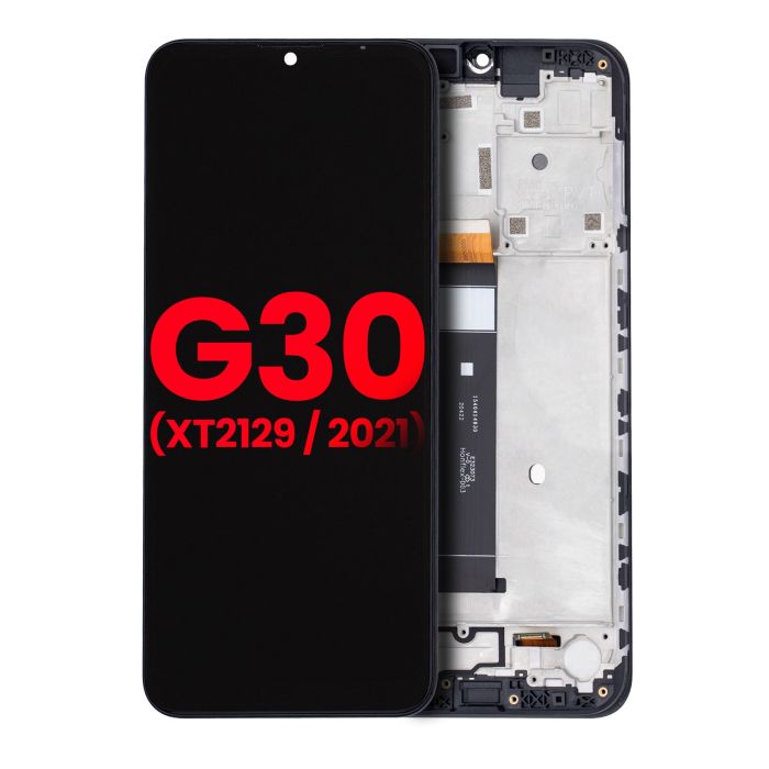 LCD Display mit Rahmen für Moto G30 (XT2129/ 2021) (Phantom Black)