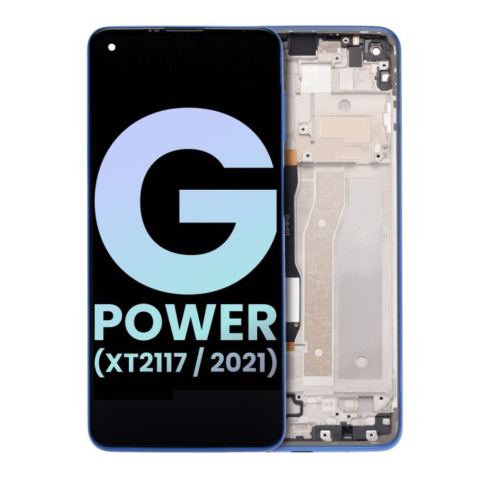LCD Display mit Rahmen für Moto G Power (XT2117/ 2021) (Original) (Blau)
