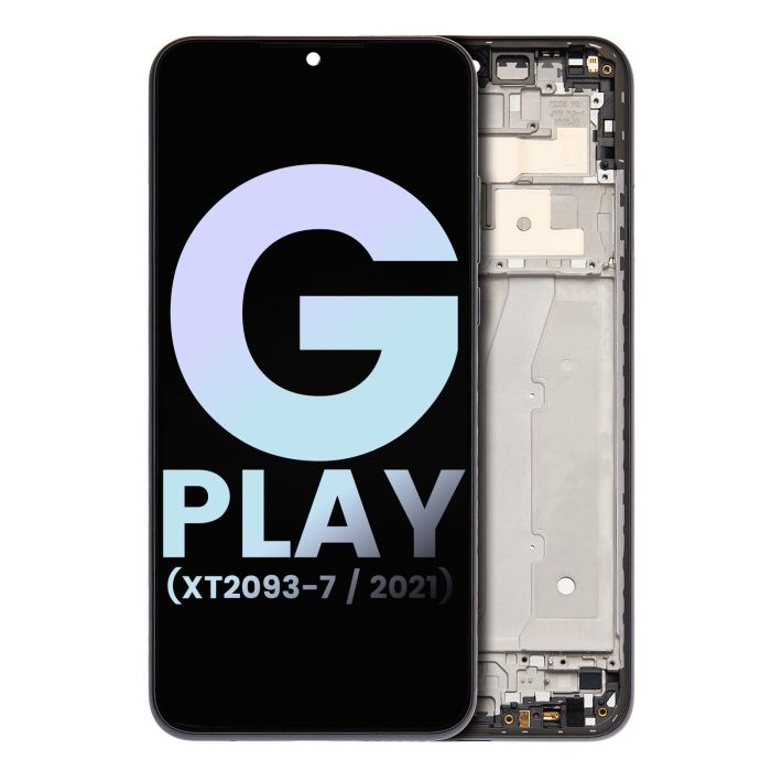 LCD Display mit Rahmen für Moto G Play (XT2093-7/ 2021) (Original) (Blitz Gray)