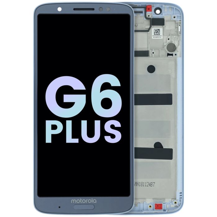 LCD Display mit Rahmen für Moto G6 Plus (XT1926/ 2018) (Original) (Blau)
