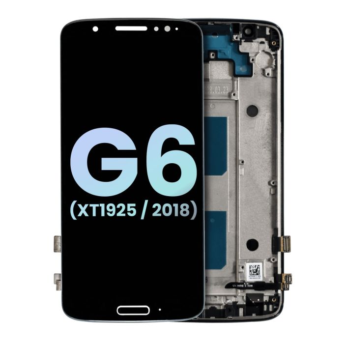 LCD Display mit Rahmen für Moto G6 (XT1925/ 2018) (Original) (Schwarz)