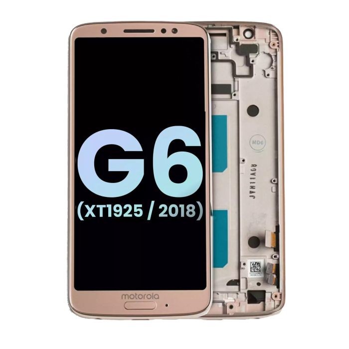 LCD Display mit Rahmen für Moto G6 (XT1925/ 2018) (Original) (Oyster Blush)