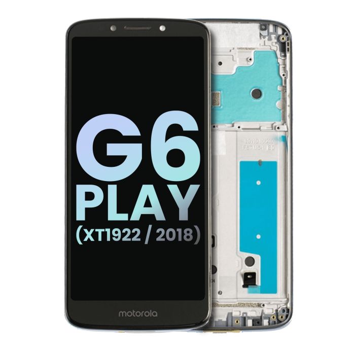 LCD Display mit Rahmen für Moto G6 Play (XT1922/ 2018) (Original) (Grau)