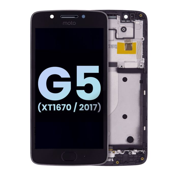 LCD Display mit Rahmen für Moto G5 (XT1670/ 2017) (Original) (Schwarz)