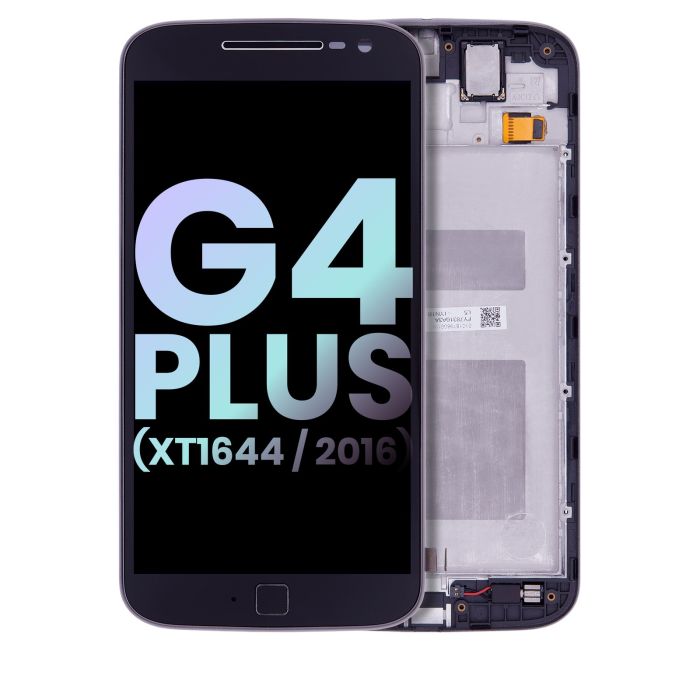 LCD Display mit Rahmen für Moto G4 Plus (XT1644/ 2016) (Original) (Schwarz)