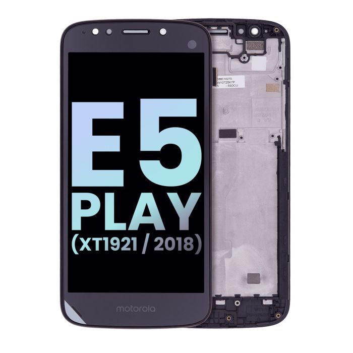 LCD Display mit Rahmen für Moto E5 Play (XT1921/ 2018) (Original) (Schwarz)