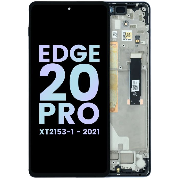 OLED Display mit Rahmen für Edge 20 Pro XT2153 (Original) (Midnight Blue)