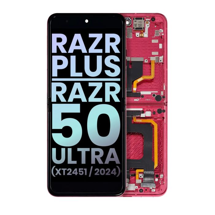 Innen OLED Display mit Rahmen für Razr Plus 2024/ Razr 50 Ultra (Hot Pink)