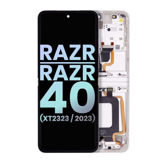 Haupt OLED Display mit Rahmen für Razr 2023/ Razr 40 (Original) (Vanilla Cream)