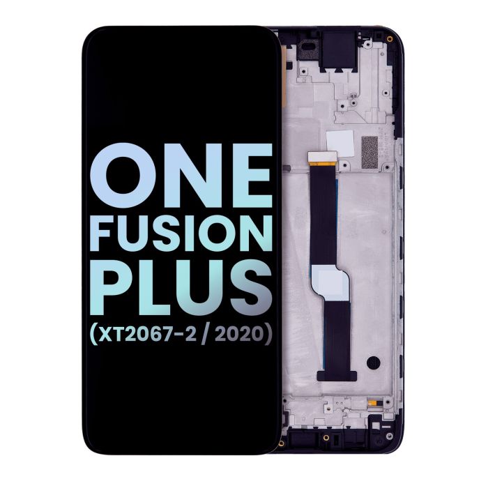 LCD Display mit Rahmen für One Fusion Plus (XT2067/ 2020) (Original) (Blau)