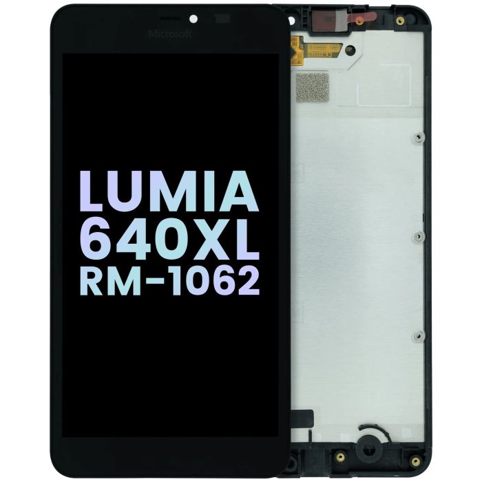 LCD Display mit Rahmen für Microsoft Lumia 640XL RM-1062 (Original) (Schwarz)