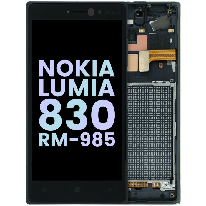LCD Display Einheit mit Rahmen für Nokia Lumia 830 RM-985 (Original) (Schwarz)