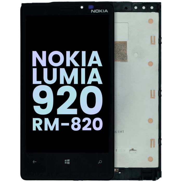 LCD Display Einheit mit Rahmen für Nokia Lumia 920 RM-820 (Original) (Schwarz)