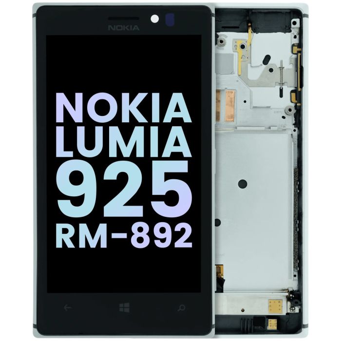 LCD Display Einheit mit Rahmen für Nokia Lumia 925 RM-892 (Original) (Silber)