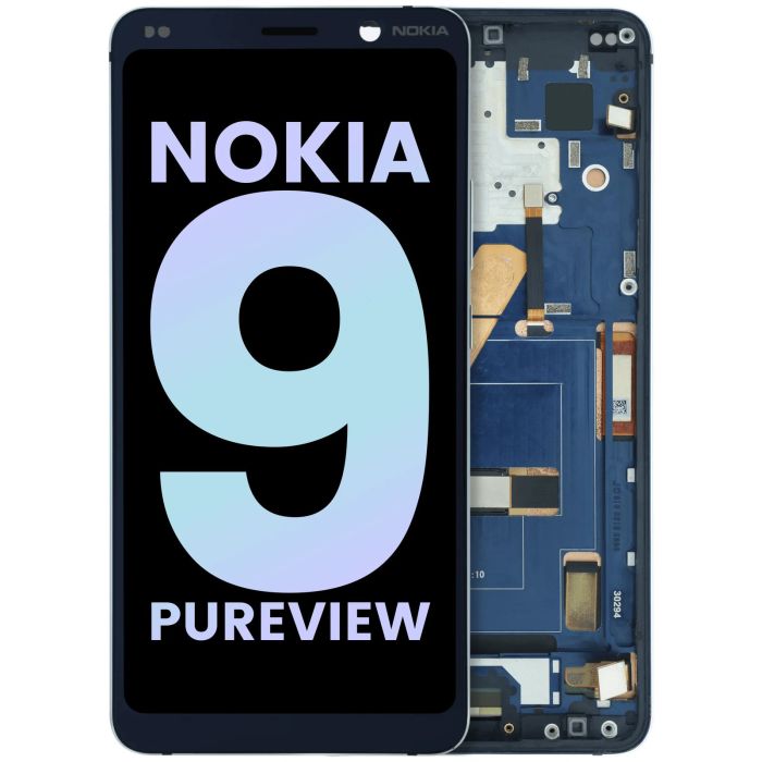 LCD Display Einheit mit Rahmen für Nokia 9 Pureview (2019) (Original) (Blau)