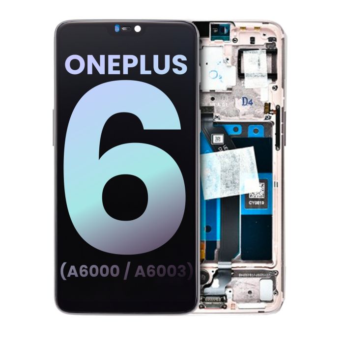 OLED Display mit Rahmen für OnePlus 6 (A6000/ A6003) (Original) (Silk White)