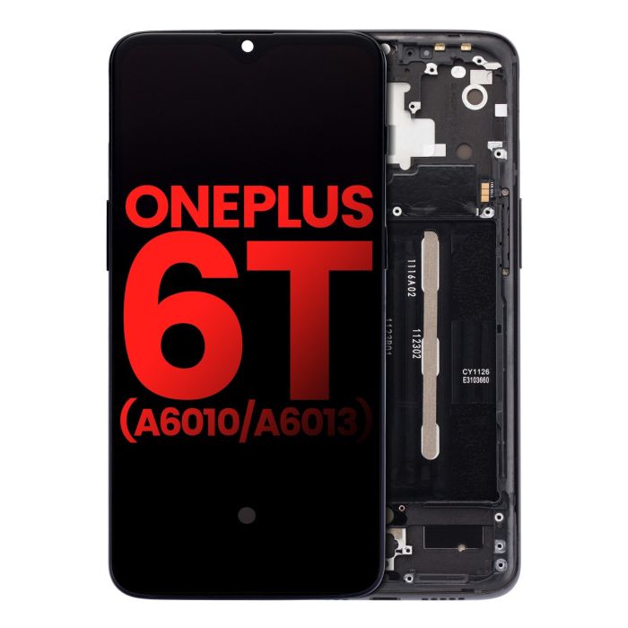 OLED Display mit Rahmen für OnePlus 6T (A6010/ A6013) (Mirror Black)