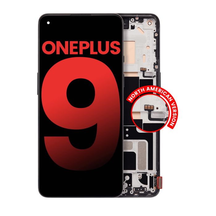 OLED Display mit Rahmen für OnePlus 9 (North American Version) (Astral Black)