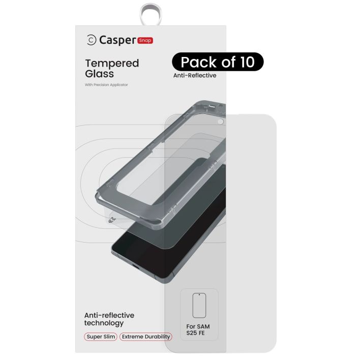 Casper Snap Displayschutzglas für Galaxy S25 FE 5G (10er Pack) (AR Clear)