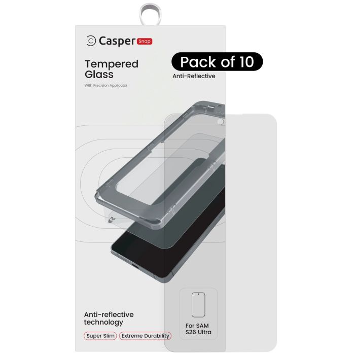 Casper Snap Displayschutzglas für Galaxy S26 Ultra 5G (10er Pack) (AR Clear)