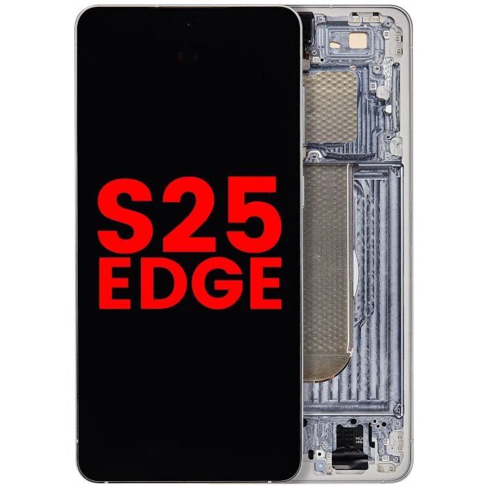 OLED Display mit Rahmen für Galaxy S25 Rand (Aftermarket Plus) (Titanium Silver)
