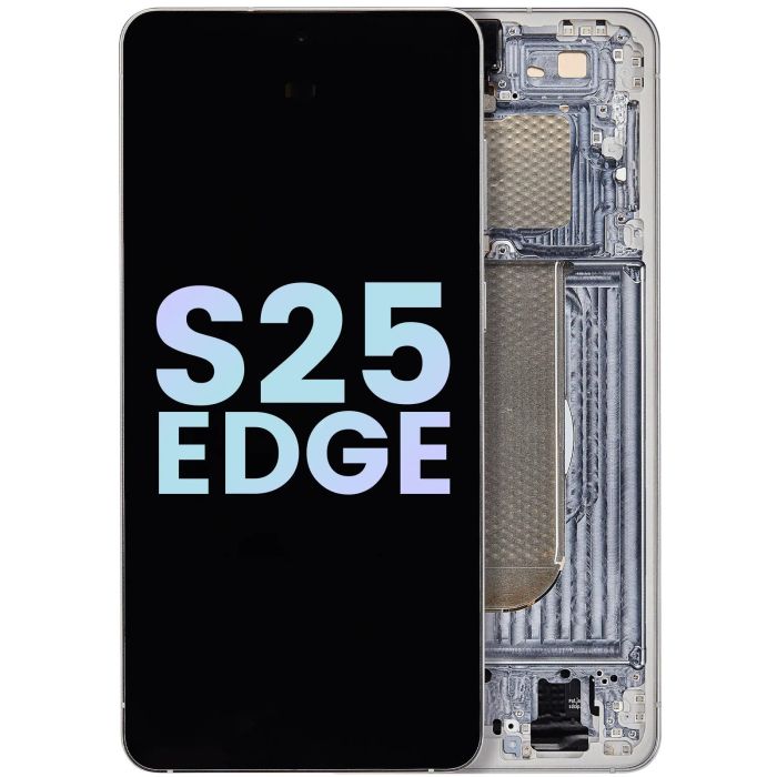 OLED Display mit Rahmen für Galaxy S25 Rand (Service Pack) (Titanium Silver)
