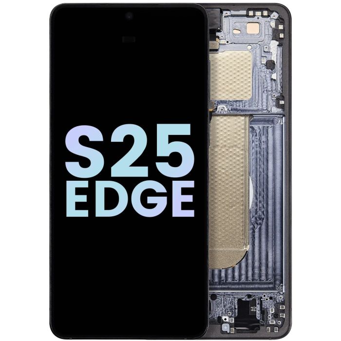OLED Display mit Rahmen für Galaxy S25 Rand (Service Pack) (Titanium Jetblack)