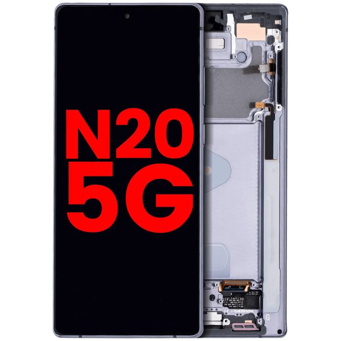 OLED Display mit Rahmen für Galaxy Note 20 5G (Aftermarket Plus) (Mystic Gray)