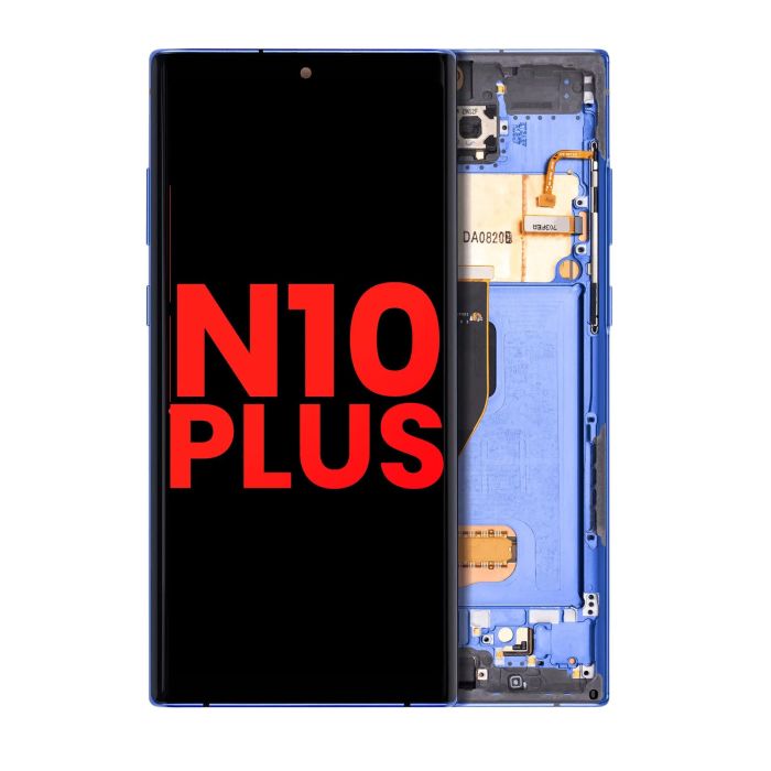OLED Display mit Rahmen für Galaxy Note 10 Plus/ 5G (Aftermarket Plus) (Blau)