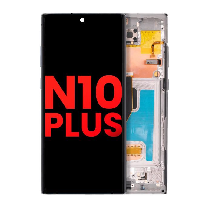 OLED Display mit Rahmen für Galaxy Note 10 Plus/ 5G (Aura Glow/ Silver)