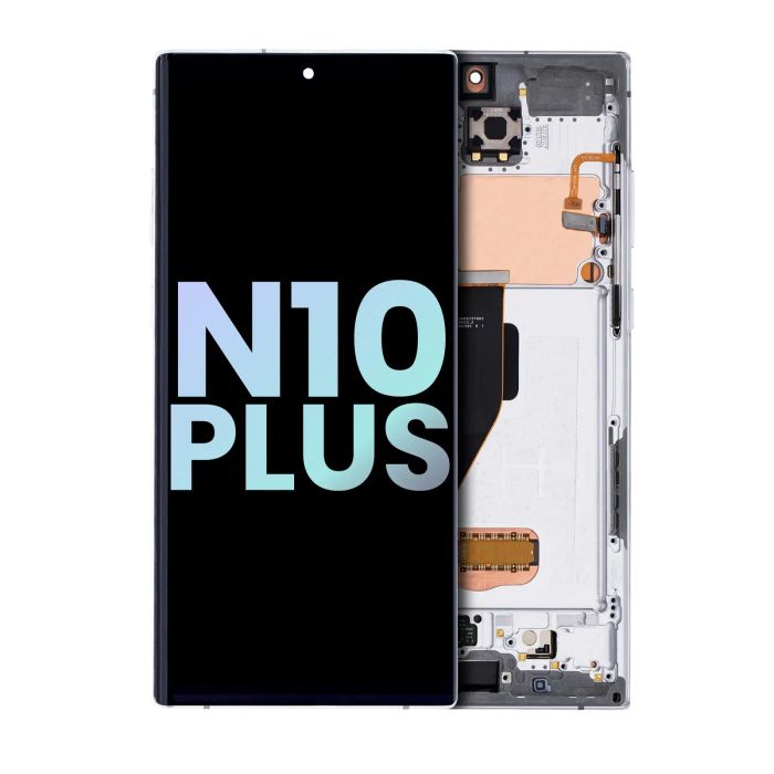 OLED Display mit Rahmen für Galaxy Note 10 Plus/ 5G (Service Pack) (Aura White)