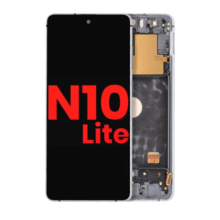 OLED Display mit Rahmen für Galaxy Note 10 Lite (Aura Glow/ Silver)